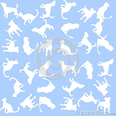 Illustration Background with dogs and cats. Seamless pattern. Vector Illustration