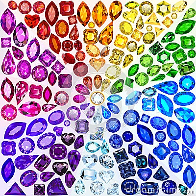 Illustration background of rich variety of colors of natural gemstones Vector Illustration