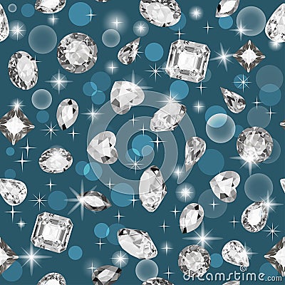 N background seamless shiny gems of different cuts Vector Illustration