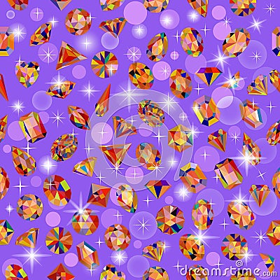 background seamless shiny gems of different cuts Vector Illustration