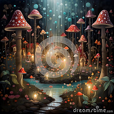 Illustration background of whimsical forest Stock Photo