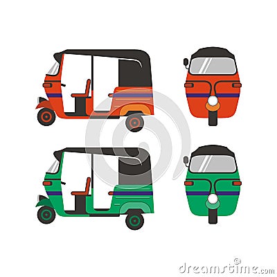 Illustration of bajaj, public transportation in asian Vector Illustration