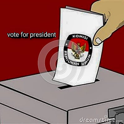 An illustration of a ballot box electing the president Cartoon Illustration