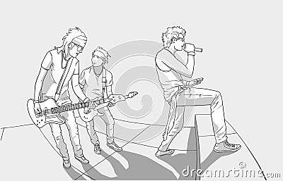 Illustration of band performing on stage Vector Illustration