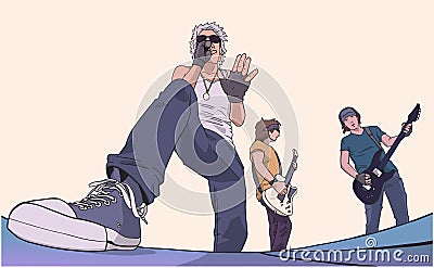 Illustration of band performing on stage Vector Illustration