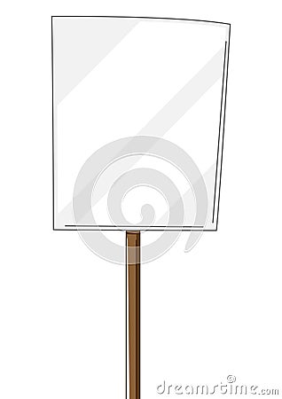 Illustration of banner. Blank demonstration poster. Picket sign or with wooden stick. Vector Illustration