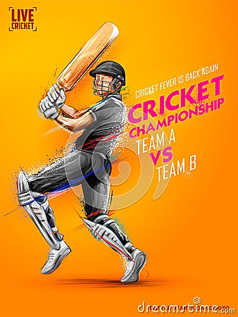 Batsman playing cricket championship sports Vector Illustration