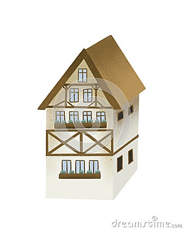 Illustration of bavarian house hand painted isolated on a white background Stock Photo