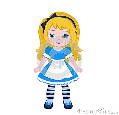 Illustration of Beautiful Alice from Wonderland. Vector Illustration