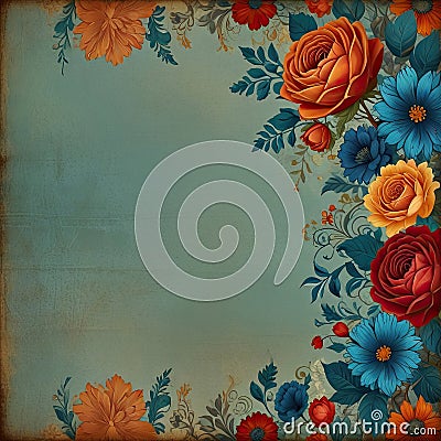 illustration of beautiful blue, white green, orange, burgundy background Cartoon Illustration