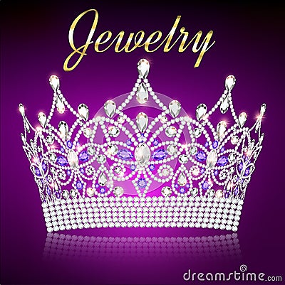 beautiful diadem, crown, tiara with gems Vector Illustration