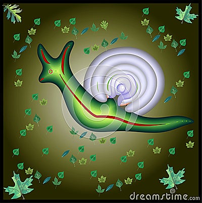 It is the illustration of beautiful green snail which is looking so nice & it is the amazing creature Cartoon Illustration