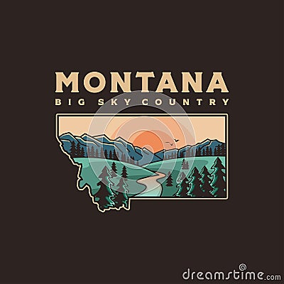 Illustration of Beautiful Montana state map logo design vector Vector Illustration