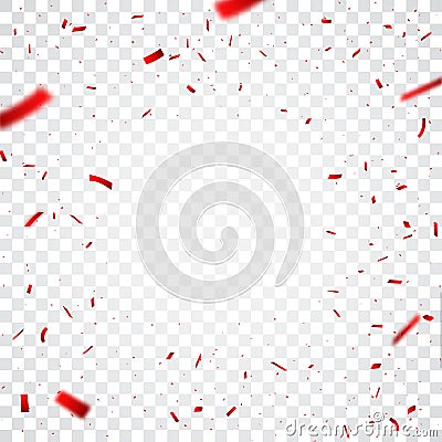 Beautiful red confetti, isolated on transparent background Vector Illustration