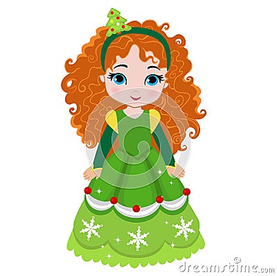 Illustration of beautiful winter christmas princess. Vector Illustration