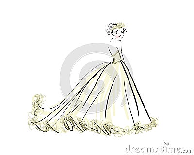 Illustration of beautiful woman in bridal gown for Wedding Invitation Bride Stock Photo