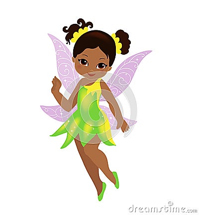 Illustration of a beautiful yellow green fairy Vector Illustration