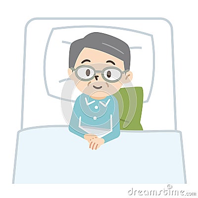 Illustration of a bedridden senior man Vector Illustration