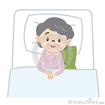 Illustration of a bedridden senior woman Vector Illustration