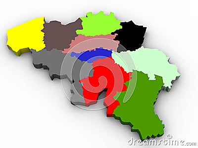 Illustration of the belgium provinces map Cartoon Illustration