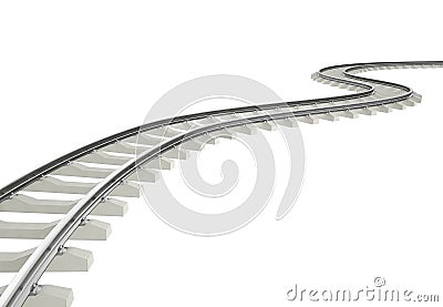 Illustration bend, turn railroad isolated on white Stock Photo