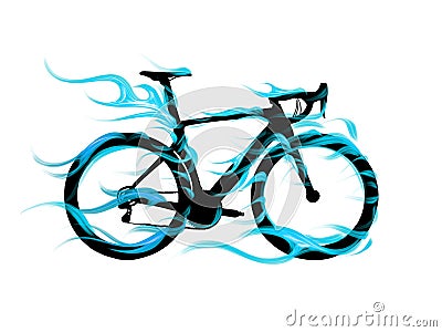 illustration bicycle with Flame and fire Silhouette Stock Photo