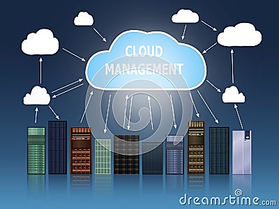 Illustration of big data cloud management Cartoon Illustration