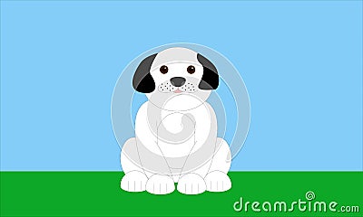 Big friendly white dog illustration Stock Photo