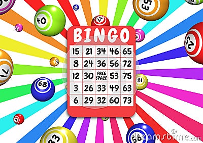 Bingo card and balls Stock Photo