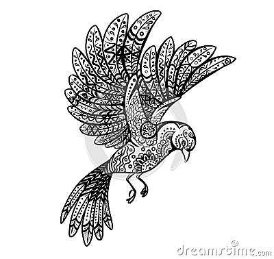 illustration of a bird with ornamental patterns on it Vector Illustration