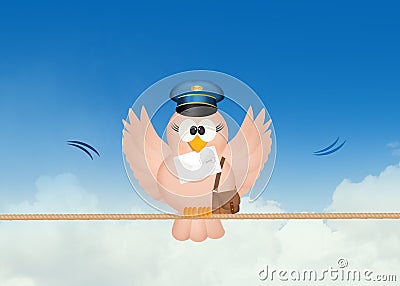 Bird postman on wire Stock Photo