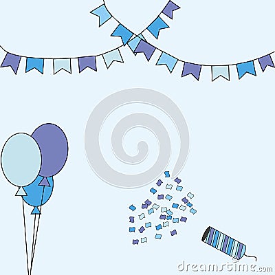 Illustration, birthday , birthday card, colorful card, confetti and ballons Stock Photo