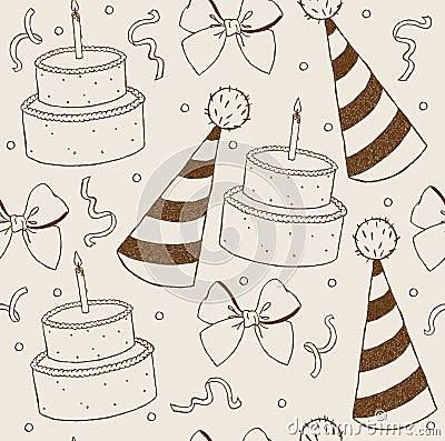 Illustration birthday seamless wallpaper Vector Illustration