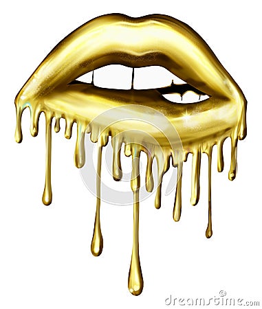 Illustration of Biting Dripping Lips - Graphic illustration Cartoon Illustration