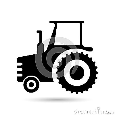 Illustration, black agricultural tractor. Transport icon, flat illustration, vector Vector Illustration