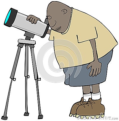 Ethnic amateur astronomer Stock Photo