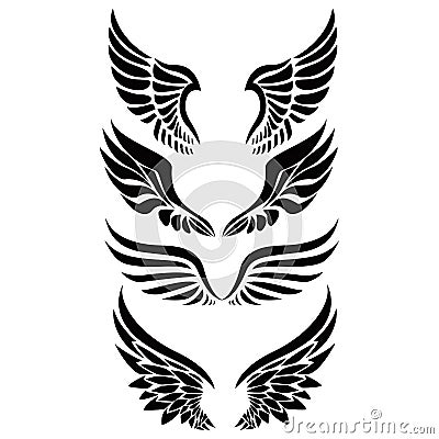 Black silhouette wings emblem collection Vector Illustration