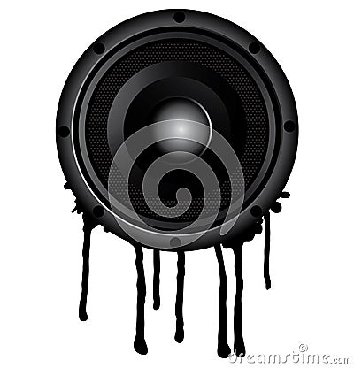 Illustration with black speaker and splash Vector Illustration