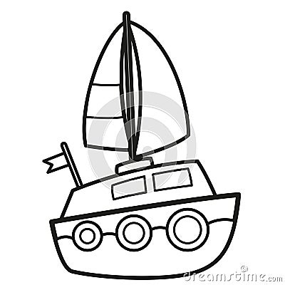 Illustration black and white boat Vector Illustration