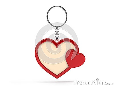 Illustration of a blank metal heart shape keychain with a ring f Stock Photo