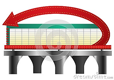 Illustration of a blank sign drive in theater curve shape Stock Photo