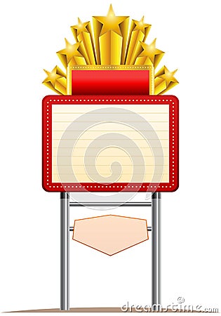 illustration of a blank sign drive in theater with five star shape Cartoon Illustration