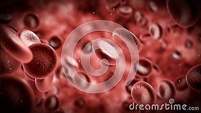 Illustration of blood cells in arteria Stock Photo