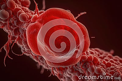 Illustration of a blood clot in the human body Generative AI. Stock Photo