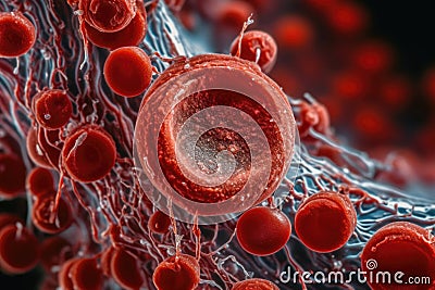 Illustration of a blood clot in the human body Generative AI. Stock Photo