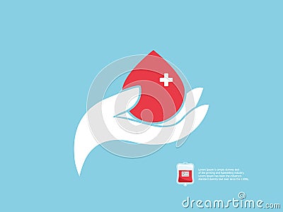 Blood donor concept, human hand with blood Vector Illustration