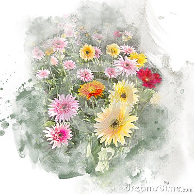 Illustration of blossom gerbera. Stock Photo