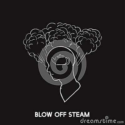 Illustration of blow off steam idiom Stock Photo