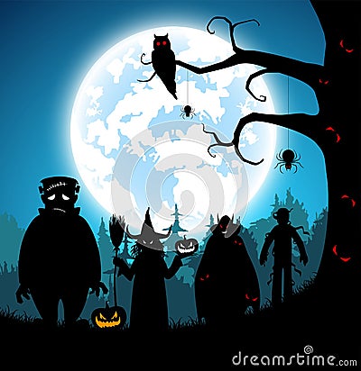 Illustration blue background,festival halloween concept Vector Illustration