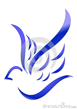 Blue bird on white background. Abstract vector symbol. Vector Illustration